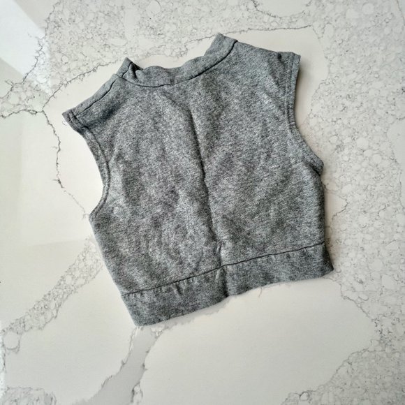 Nasty Gal High Neck Wrap Front Crop Top | Small | Grey - Picture 2 of 7